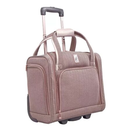 LONDON FOG Newcastle 15-Inch Underseater Bag with Telescoping Handles - Rose Charcoal Herringbone